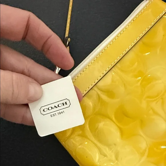 Coach Yellow Embossed Wristlet - Picture 3 of 4